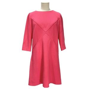 Courreges Trapeze Shift Dress Pink Wool Made In France Size 8